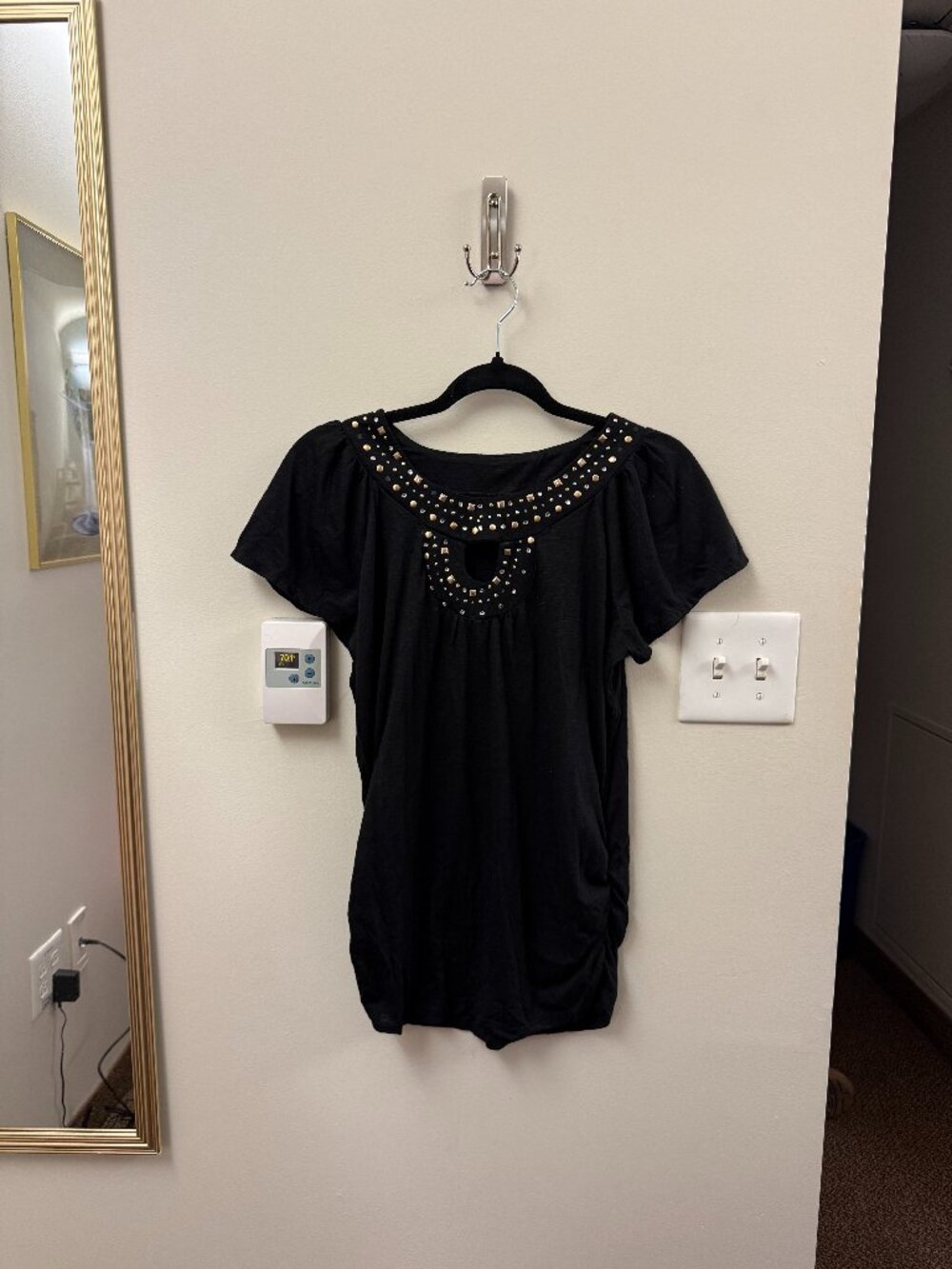 Black blouse with keyhole detail